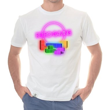 Herren T-Shirt - Retro Gaming weiss-bunt 5XL