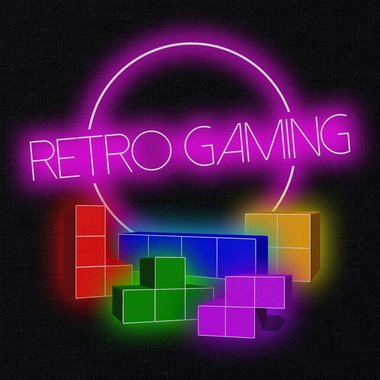 Herren T-Shirt - Retro Gaming weiss-bunt 5XL