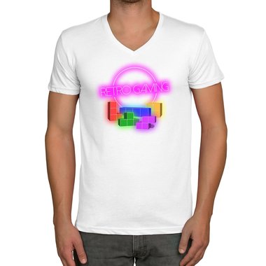 Herren T-Shirt - V-Ausschnitt - Retro Gaming