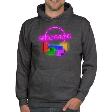 Herren Hoodie - Retro Gaming schwarz-bunt 5XL