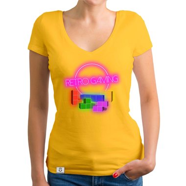 Damen T-Shirt V-Ausschnitt - Retro Gaming