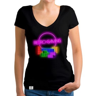 Damen T-Shirt V-Ausschnitt - Retro Gaming