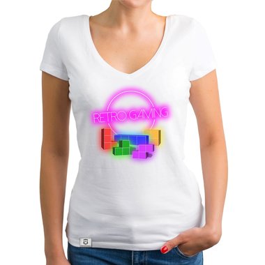 Damen T-Shirt V-Ausschnitt - Retro Gaming