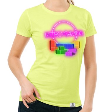 Damen T-Shirt - Retro Gaming dunkelblau-bunt S