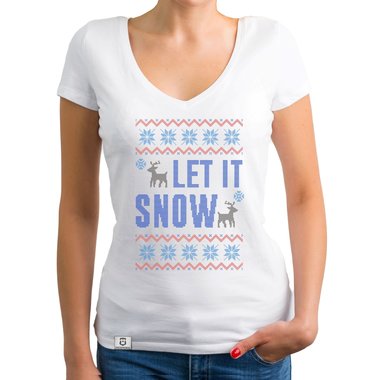 Damen T-Shirt V-Ausschnitt - Let it snow