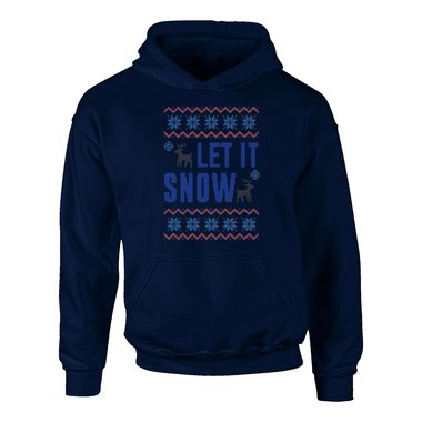 Kinder Hoodie - Let it snow schwarz-blau 152-158