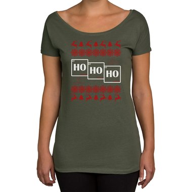 Damen T-Shirt U-Boot-Ausschnitt - HO HO HO