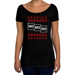 Damen T-Shirt U-Boot-Ausschnitt - HO HO HO