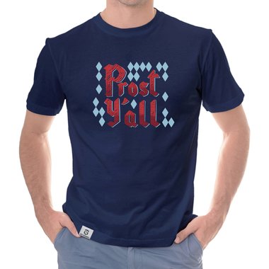 Herren T-Shirt - Prost Yall dunkelblau-rot S