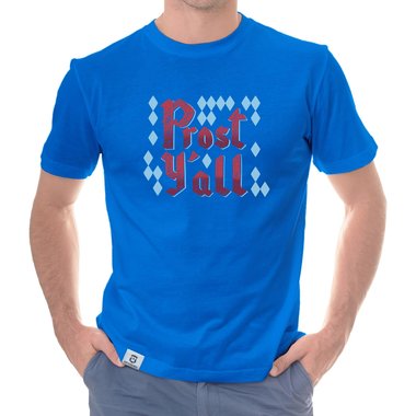 Herren T-Shirt - Prost Yall dunkelblau-rot S