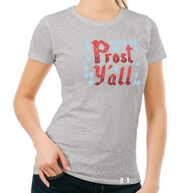 Damen T-Shirt - Prost Yall dunkelblau-rot S