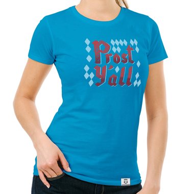 Damen T-Shirt - Prost Yall dunkelblau-rot S