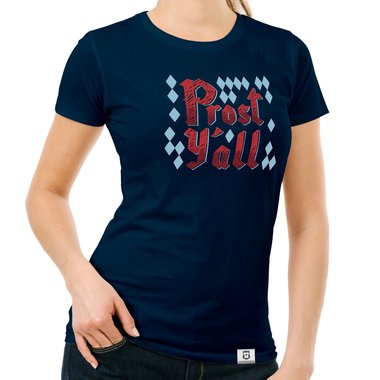Damen T-Shirt - Prost Yall weiss-rot XXL