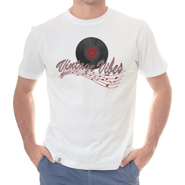 Herren T-Shirt - Vintage Vibes weiss-rot 5XL