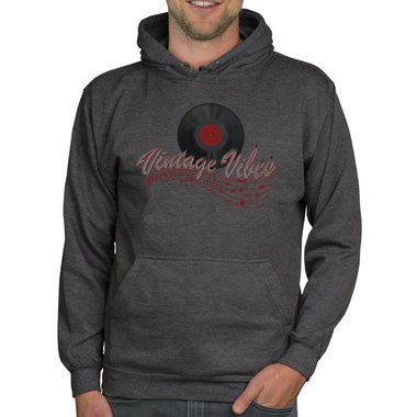 Herren Hoodie - Vintage Vibes dunkelgrau-rot XS