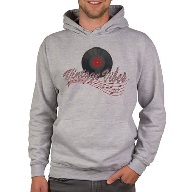 Herren Hoodie - Vintage Vibes dunkelgrau-rot XS