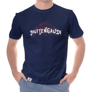 Herren T-Shirt - Httengaudi dunkelblau-weiss S