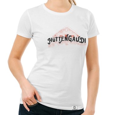 Damen T-Shirt - Httengaudi weiss-schwarz XXL