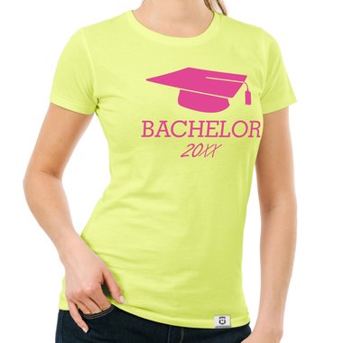 Damen T-Shirt - Bachelor mit Wunschjahr weiss-schwarz XL