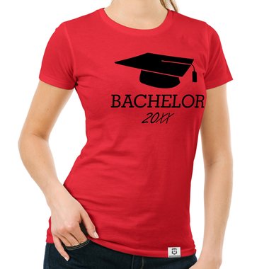 Damen T-Shirt - Bachelor mit Wunschjahr weiss-schwarz XL