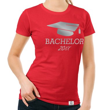 Damen T-Shirt - Bachelor mit Wunschjahr weiss-schwarz XL