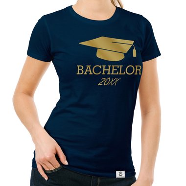 Damen T-Shirt - Bachelor mit Wunschjahr weiss-schwarz XL