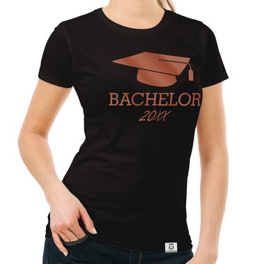 Damen T-Shirt - Bachelor mit Wunschjahr weiss-schwarz XL