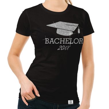 Damen T-Shirt - Bachelor mit Wunschjahr weiss-schwarz XL