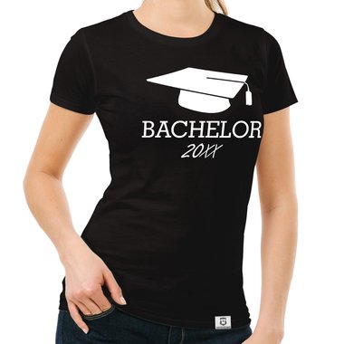 Damen T-Shirt - Bachelor mit Wunschjahr weiss-schwarz XL