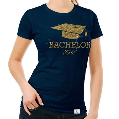 Damen T-Shirt - Bachelor mit Wunschjahr weiss-schwarz XL