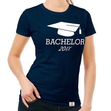 Damen T-Shirt - Bachelor mit Wunschjahr weiss-schwarz XL