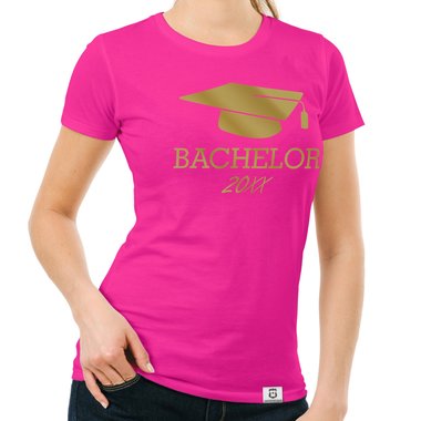 Damen T-Shirt - Bachelor mit Wunschjahr weiss-schwarz XL