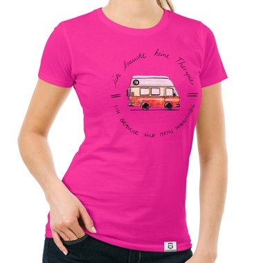 Damen T-Shirt - Ich brauche nur mein Wohnmobil fuchsia-schwarz XS