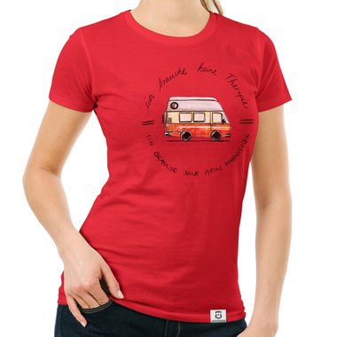 Damen T-Shirt - Ich brauche nur mein Wohnmobil fuchsia-schwarz XS