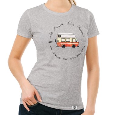 Damen T-Shirt - Ich brauche nur mein Wohnmobil weiss-schwarz XXL