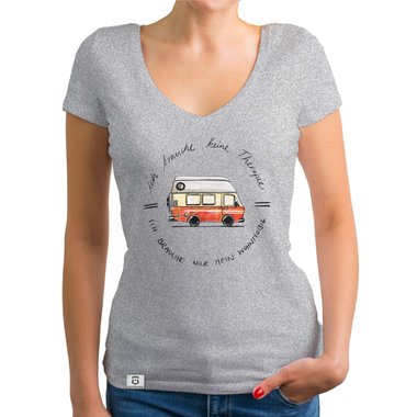 Damen T-Shirt V-Ausschnitt - Ich brauche nur mein Wohnmobil