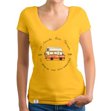 Damen T-Shirt V-Ausschnitt - Ich brauche nur mein Wohnmobil