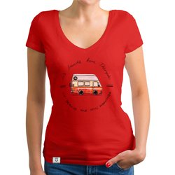 Damen T-Shirt V-Ausschnitt - Ich brauche nur mein Wohnmobil