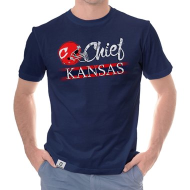 Herren T-Shirt - Chief - Kansas dunkelblau-rot S