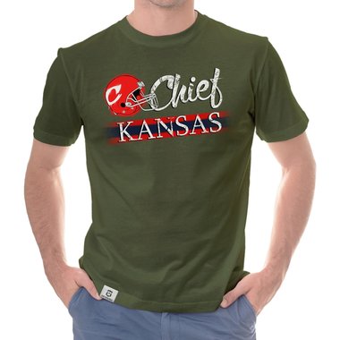 Herren T-Shirt - Chief - Kansas dunkelblau-rot S
