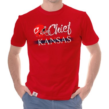 Herren T-Shirt - Chief - Kansas dunkelblau-rot S