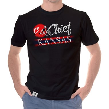 Herren T-Shirt - Chief - Kansas dunkelblau-rot S