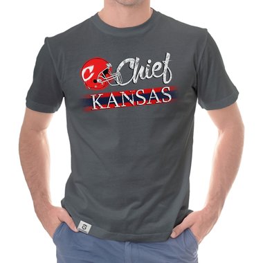 Herren T-Shirt - Chief - Kansas dunkelblau-rot S