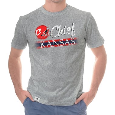Herren T-Shirt - Chief - Kansas dunkelblau-rot S