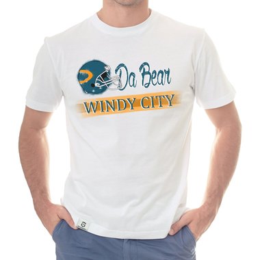 Herren T-Shirt - Da Bear - Windy City weiss-orange 5XL