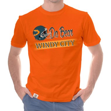 Herren T-Shirt - Da Bear - Windy City weiss-orange 5XL