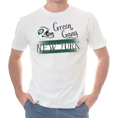 Herren T-Shirt - Green Gang - NY weiss-dunkelgrn 5XL