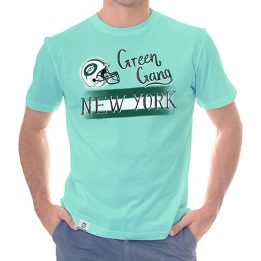 Herren T-Shirt - Green Gang - NY weiss-dunkelgrn 5XL