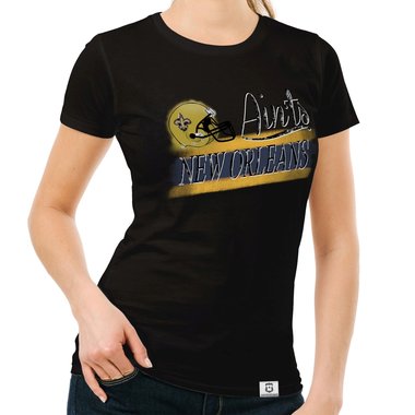 Damen T-Shirt - Aints - New Orleans dunkelblau-gelb S