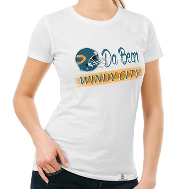 Damen T-Shirt - Da Bear - Windy City weiss-trkis XXL